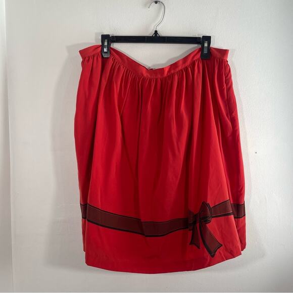 ModCloth Bea & Dot Red Christmas Holiday Ribbon Bow Circle Skirt 1X - Picture 2 of 11
